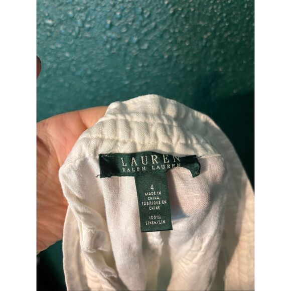 Polo Ralph Lauren White 100% Linen Pants Size 4 - Picture 4 of 5